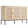 VEVOR Rattan Storage Cabinet with 3 Magnetic Doors and Adjustable
