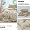 Simple&Opulence Ruffled Linen Cotton Duvet Cover Set 3Pcs, Soft Breathable