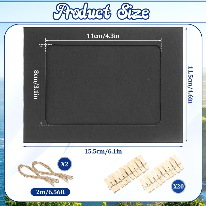 20 Pcs Graduation Photo Display, Black Kraft Paper Picture Frames