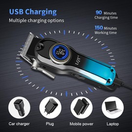 LQT® Hair Clippers for Men Professional, Body Hair Trimmer & Cordless Grooming Set with LED Display Zero Gap Clippers,Fade Haircut Kit, Electric Hair Cut Machines- Ideal Gifts for Men (Blue)