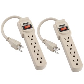 4 Outlet Power Strip - 14 AWG x 3C, 15 Amp Shock Proof, 3 Prong, White - by Revpex