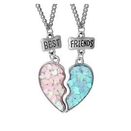 ZAHSY Best Friend Bff Heart Necklace for 2 Best Friend Necklaces for 2 Piece Friendship Gifts for Women Friends Birthday Gifts for Best Friend Christmas Xmas Gifts for Girls Multi-colored 2.0 count