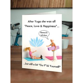 Bold & Bright - Rude Birthday Card - 'Yoga Namaste' - Hilariously Funny Cards For Women - Cheeky Cards For Her Girls Ladies Friends - Novelty Humour Cards
