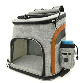 VIGAN - Mochila de malla transpirable para perro de gran capacidad para gatos (gris-naranja)                                                          