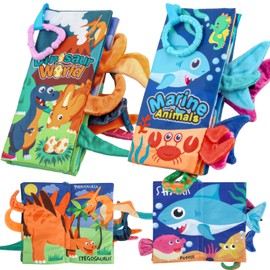 YPFonetoy 2pcs Soft Baby Books 0-6 Months, Infant Newborn Books Toys for 6-12 Months, Tummy Time Touch Sensory Interactive Toy for Baby 0-12m Must Haves