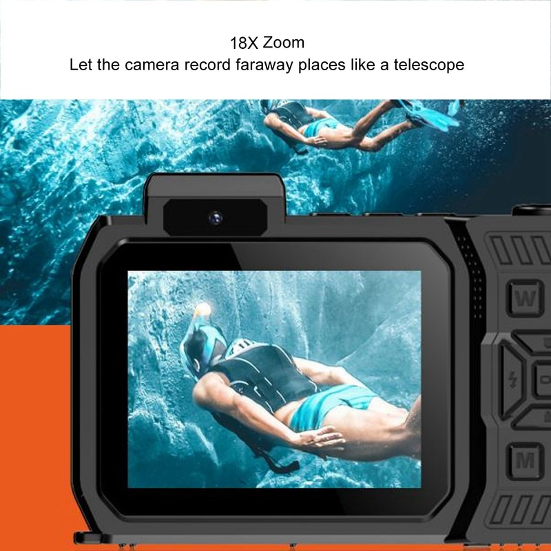 4K 65MP Underwater Camera Autofocus 2.88in 1.44in Dual Screen 2500mAh
