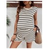 MakeMeChic Women's Maternity Short Pajamas Set Striped Tank Top and