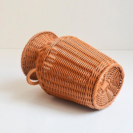 Woven Rattan Vase, Multi-Purpose Dried Flower Pot Decorative Vase Vintage Vase Woven Wicker Vase Home Decor Storage Basket, 14cmx24cm