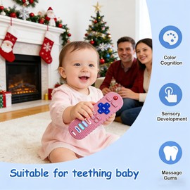 MACLUD 3 Pack Baby Teething Toys&Remote Control Toy, Baby Chew Toys for Teething Relief, Food Grade Silicone Teethers for Babies 3-24 Months, Ideal Boy Girl Birthday Christmas Gift(Pink&Khaki&Purple)