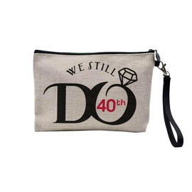 Leinentasche – We Still Do 40. Hochzeitstag Feier Geschenkidee für Paare Hochzeit – Kosmetiktasche aus Leinen in Leinenoptik – Kulturbeutel – 23,5 x 15 cm, C 40, 23.5 x 15 cm, Kosmetiktasche