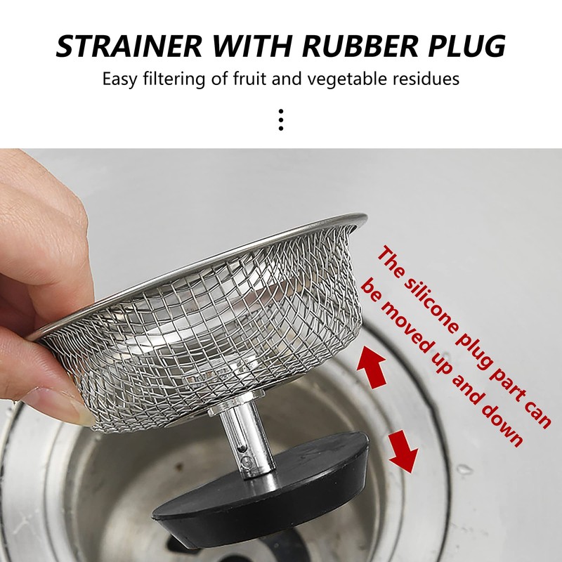 2 Kitchen Sink Basket Strainer Replacement for Standard Drains (3.2