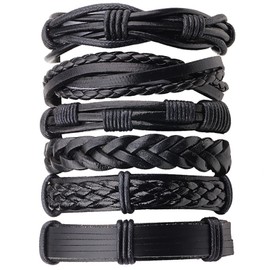 Chamqueen Woven Leather Bracelet Combination Gifts For Men and Boys Set3