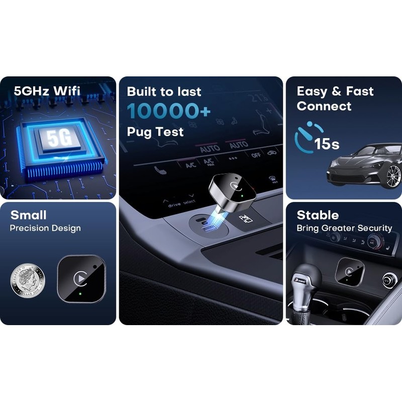 2in1Wireless CarPlay and Android Auto Adapter 2025 Convert Wired to