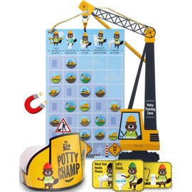 Potty Training Chart with 35 Stickers, 3 Reminder Stickers and Crown for Toddlers Boys and Girls - Potty Training Rewards for Kids - Crane