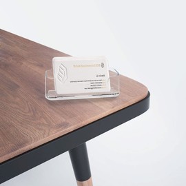 HSYMQ Acrylic Business Card Holder 6 Pack for Desk, Clear Plastic Business Cards Display Holders Stand, Fits 30-50 Business Cards