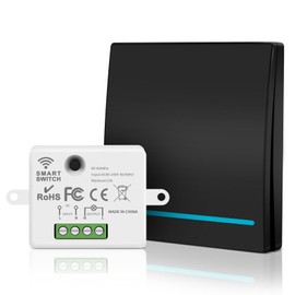 RGBZONE Wireless Light Switch and Receiver Kit, 100FT RF Range Remote Control, No Rewiring, AC85-240V Quick Create or Relocate On/Off Switches for Lamps (Black)