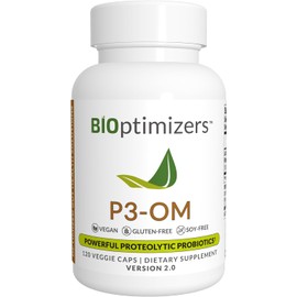 BiOptimizers BiOptimizers P3-OM Proteolytic Prebiotics & Probiotics Supplement | Lactobacillus Plantarum for Digestive & Immune Health | Bloating & Gut Relief Support for Men & Women | 120 Vegan Capsules