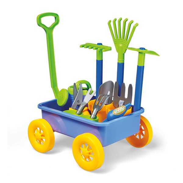 Kidoozie My First Gardening Set - Kids Gardening Tools, 16 Piece Set, Includes Wagon, Watering Can, Pots, and More, for Kids Ages 3 Years and Up, Multicolor