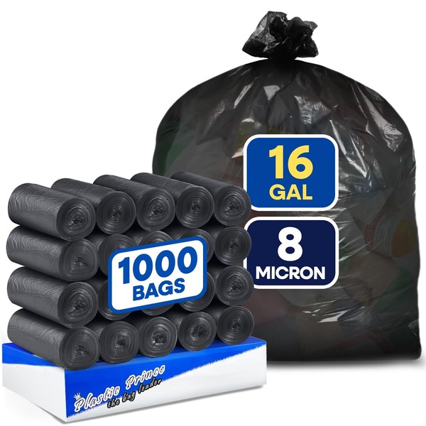 PLASTIC PRINCE 12-16 Gallon Can Liners 8 Mic High-Density Garbage