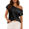 Saodimallsu Womens Off One Shoulder Sweater Tops Summer Short Sleeve