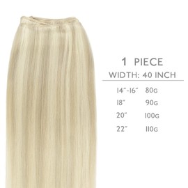 WENNALIFE Sew in Hair Extensions 16 Inch 80g Human Hair Ash Blonde Highlighted Platinum Blonde Machine Weft Hair Extensions Real Hand Tied Weft Extensiones De Cabello Hmano
