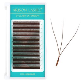 W Lash Extensions 3D Eyelash Extensions Volume Premade Fan Individual Lashes Matte Black W Lashes 12 Rows(Brown-3D-W-0.05D-11mm)