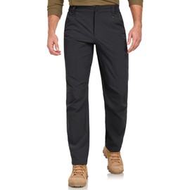 SPOSULEI Cargo Pants for Mens Lightweight Outdoor Hiking Work Pants Quick Dry Water Resistant Nylon Fishing Pants with Zipper Pockets Black 32Wx34L