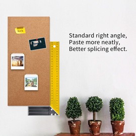 Cork Bulletin Board 17"x8" - 1/2" Thick Cork Board Tiles Frameless Cork Tiles, Self-Adhesive Corkboards Wall Decor with a Box Bonus Pushpins (6pack) for Office, School and Home