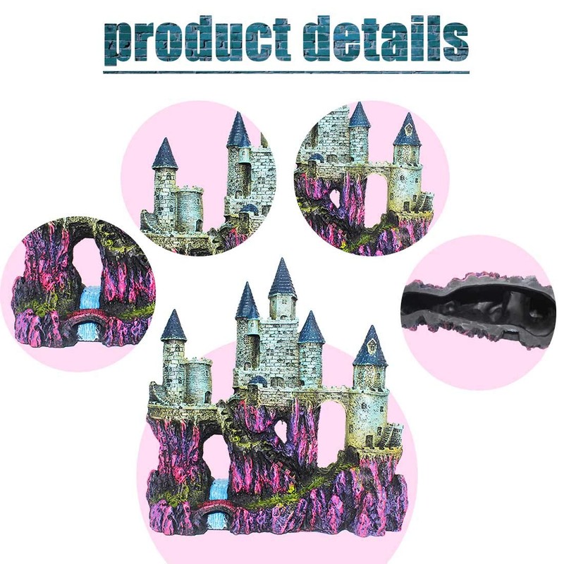 PINVNBY Aquarium Resin Castle Decoration Fish Tank Driftwood Castle Cave