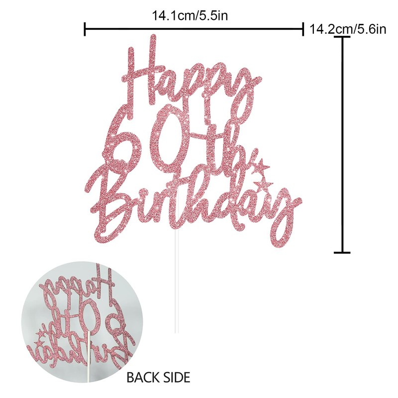 Happy 60th - Decoración para tarta (oro rosa)