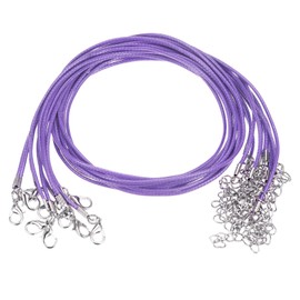 HARFINGTON 10pcs Waxed Necklace Cord Bulk, 16 Inches and 1.5mm Dia Necklace String Rope with Clasp for Pendants, Bracelets, Necklaces, Jewelry Making Beading Supplies, Light Purple