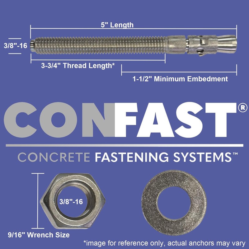 CONFAST 3/8" x 5" Stainless Steel Wedge Anchor (50 per