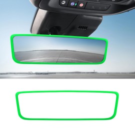 Ohleats Car Rear View Mirror Protector Frame, Silicone Auto Rearview Edge Protection Cover Compatible with Model 3 Model Y, Interior Rear View Trim Frame Decoration, Car Accessories (Green-1PCS)