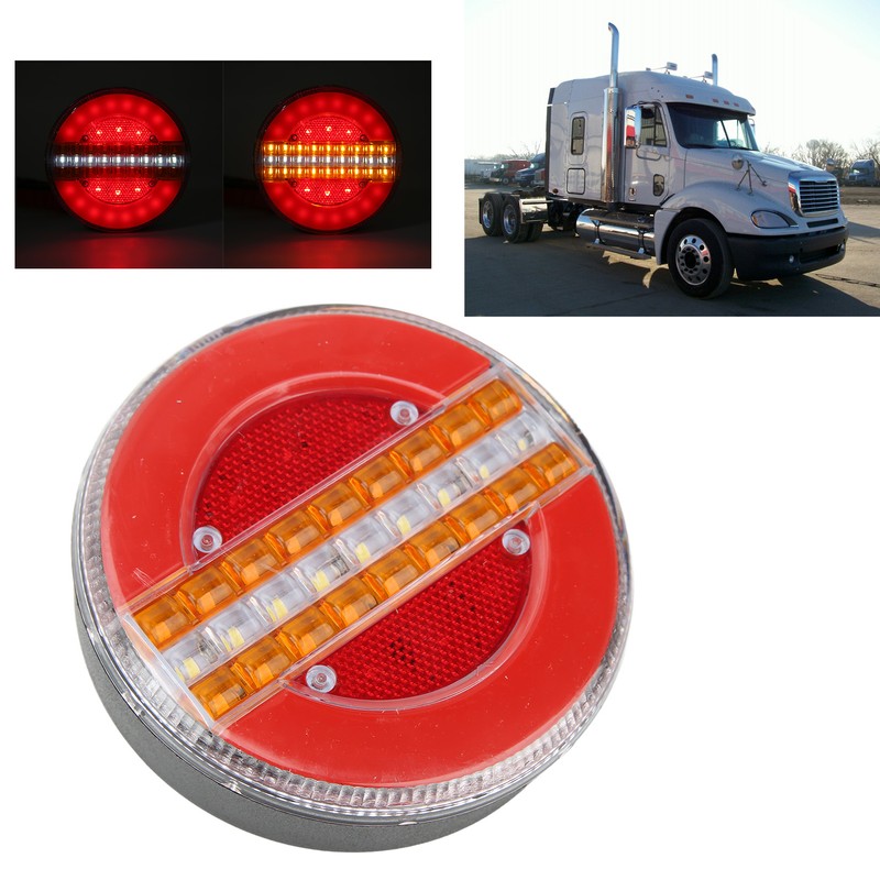 LED Round Trailer Tail Light 1200LM Stop Brake Turn Reverse