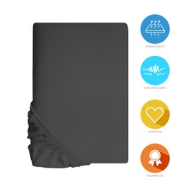 Lavea Jersey Fitted Sheet 90-100 x 200 cm - 40 cm Bridge for Box Spring Beds - Anthracite, Soft and Breathable - Premium Quality, Easy Care, Perfect Fit - Ideal for Box Spring Beds