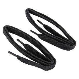 Collonil 1 Pair of Shoelaces - Flat - 9 mm Wide Lengths + Rema Metal Key Ring Diameter 2 cm (90 cm, Black), black