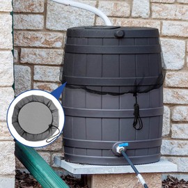 Modixun 2 Pack Mesh Cover for Rain Barrel, with Elastic Drawstring for Better Fixing, Water Collection Bucket Cover, Rain Barrel Net Cover to Keep Leaves and Debris Out Rain Barrel, 37.4in