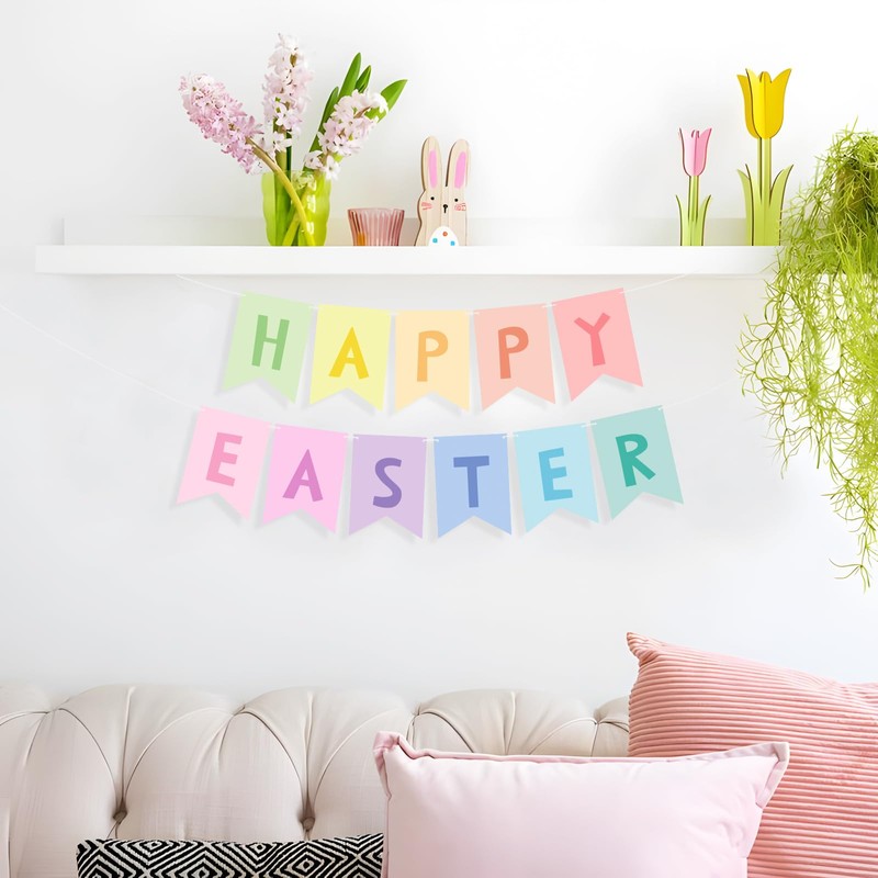 Happy Easter Banner Colourful Easter Garland Easter Bunting Garland Easter