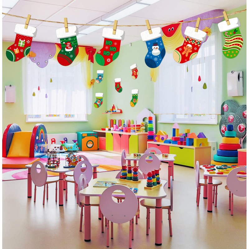 SICOHOME Christmas Cut-Outs for Classroom 4"x6" Assorted Xmas Stocking Cut-Outs