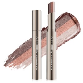 3-Color Gradient Eyeshadow Stick, Waterproof Cream-to-Powder Eye Shadow, Long-Lasting Blendable Matte & Shimmer Makeup for Daily Wear, #02 Smoke Gray (Pearl)