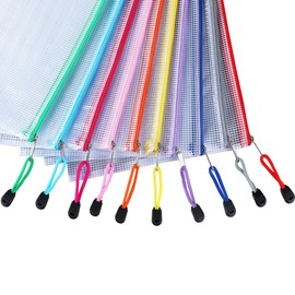 Pack of 30 Document Bags, ipow Zip Pouches Mesh Bags Set Zipper Bags for File, Documents, Cosmetics and Travel Utensils (Multicolour, 30 Pack Size A5)