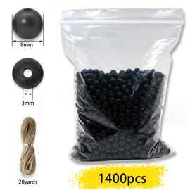 ZHFMLY 8mm 1400pcs Black Painted Wooden Beads Round Space Bracelet Beads for Keychain, DIY Craft, Farmhouse, Home & Party Decoration, Jewelry Making ZH156