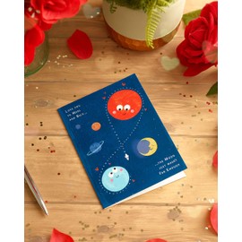 Valentines Day Card For Him/Her With Envelope - Cute Planets Design, By UK Greetings