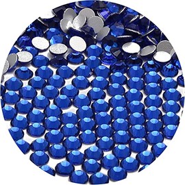 NCB 1500pcs Flatback Round Glass Nail Art Rhinestones Crystal for DIY Making Accessories Shoes, Clothes, Face Art, Bags, Manicure (Sapphire, SS20 1500pcs)