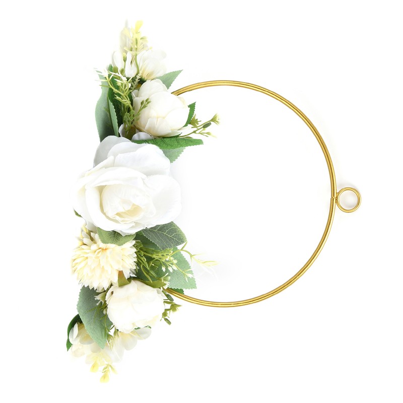 Floral Hoop Metal Ring Wreath Artificial Wall Hanging Wreath for
