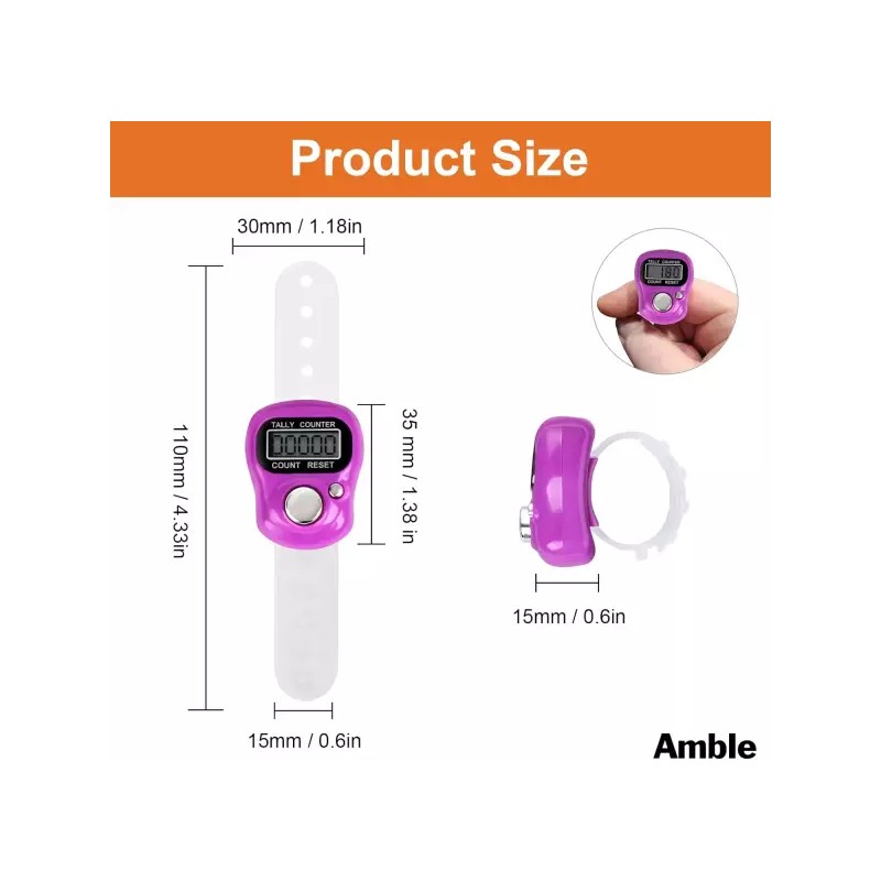 Ambel 앰블 12팩 전자 핑거 카운터 5자리 LCD 디지털 디스플레이