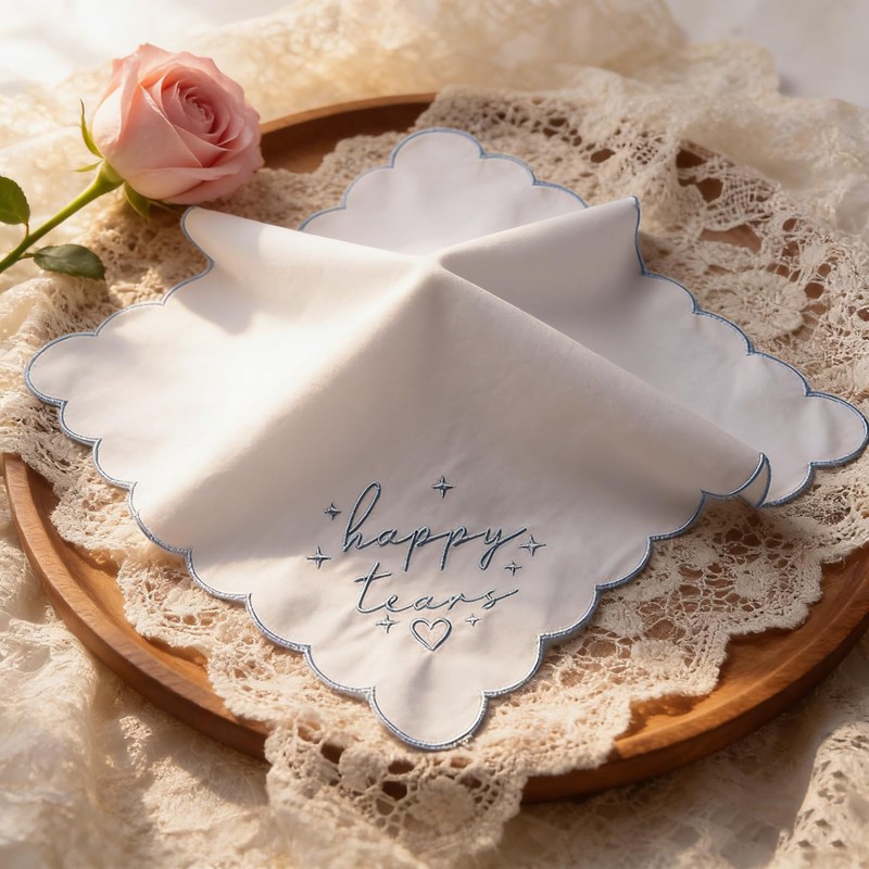 XYZRTLON Something Blue Cross Bridal Bouquet Charm Embroidered Happy Tears