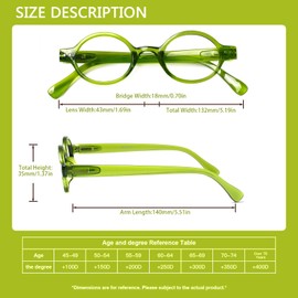 JOSCHOO 5 Pack Retro Round Reading Glasses Mini Small Comfortable Readers for Women Men (5 Mix Clour-8, 3.00)