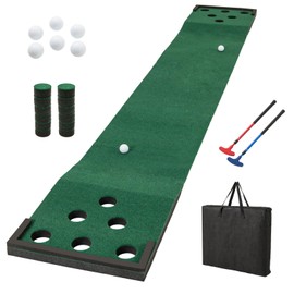 Tangkula 11 FT Golf Pong Putting Game Set, Indoor Outdoor Putting Green Mat with 2 Adjustable Putters, 6 Balls & 12 Hole Covers for Party, Backyard, Home & Office, Golf Practice Training Mat (11 FT)