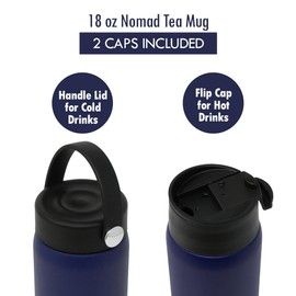 MIRA 18 oz Tea Infuser Thermo - Stainless Steel Travel Bottle with Removable Strainer for Loose Leaf Tea - Insulated Hot & Cold Brew Steeper - Marine